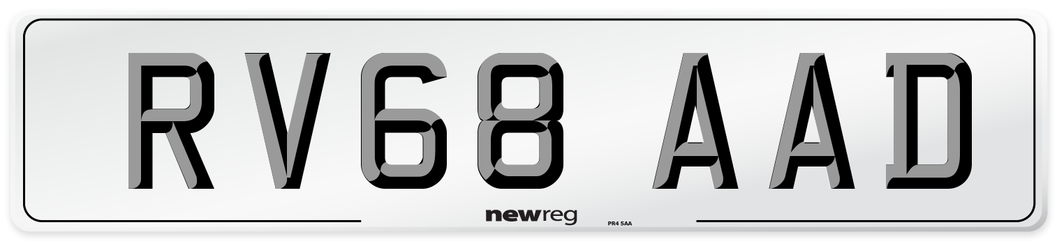 RV68 AAD Number Plate from New Reg